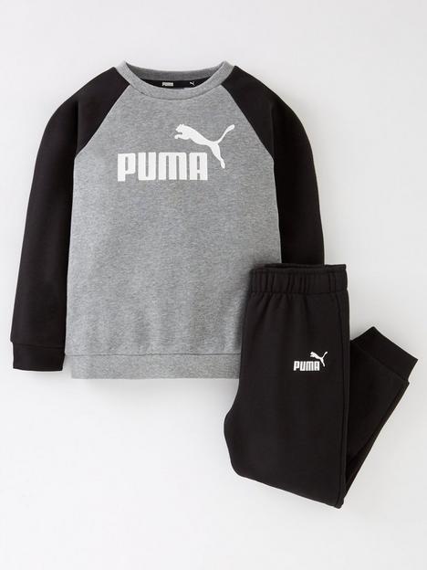 puma-nfants-minicats-essentials-raglan-fleece-jogger-set-black