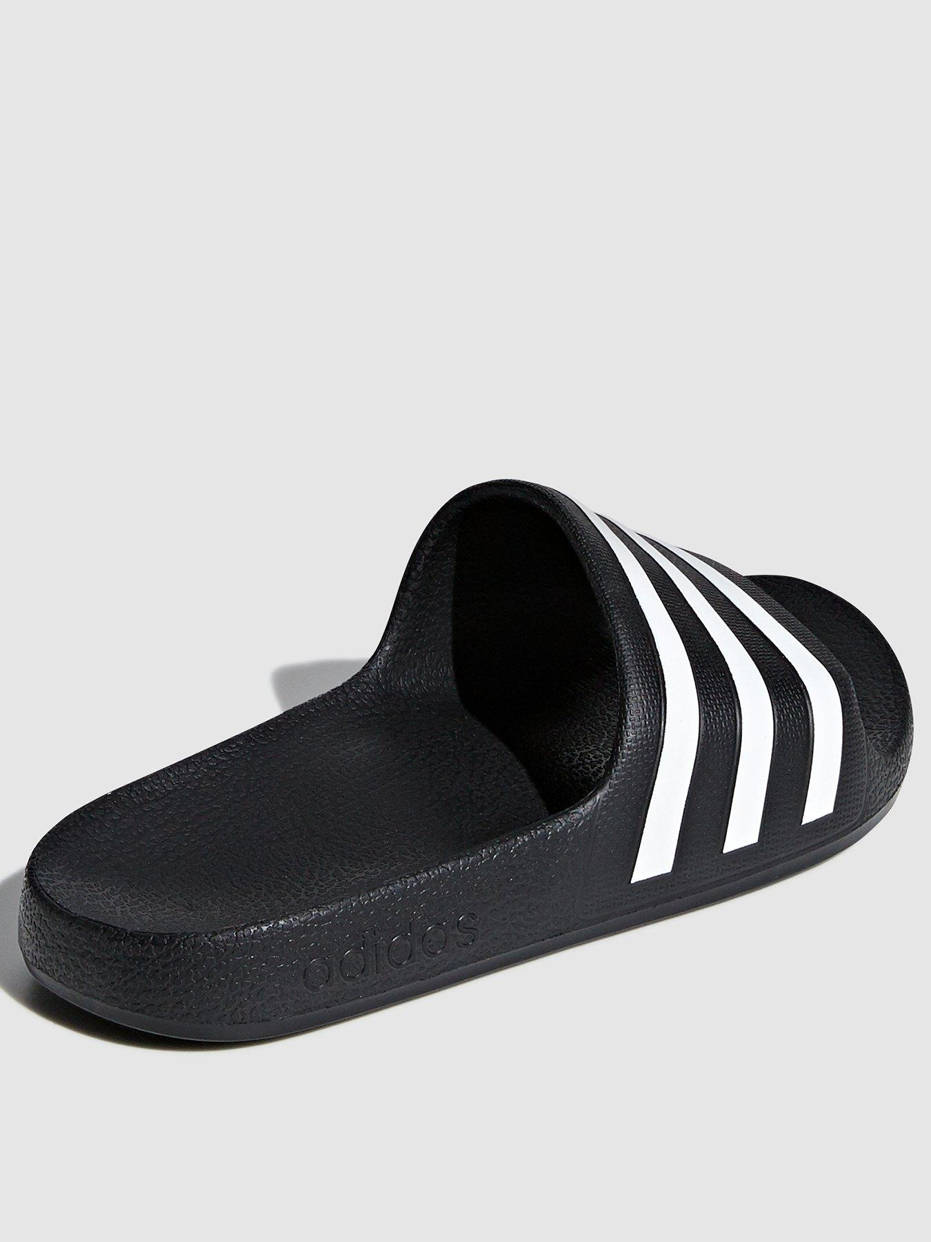 Kids Unisex Adilette Aqua Sliders Black White