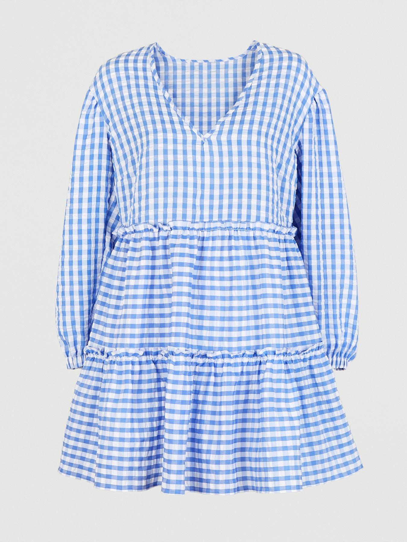 michelle keegan blue and white dress