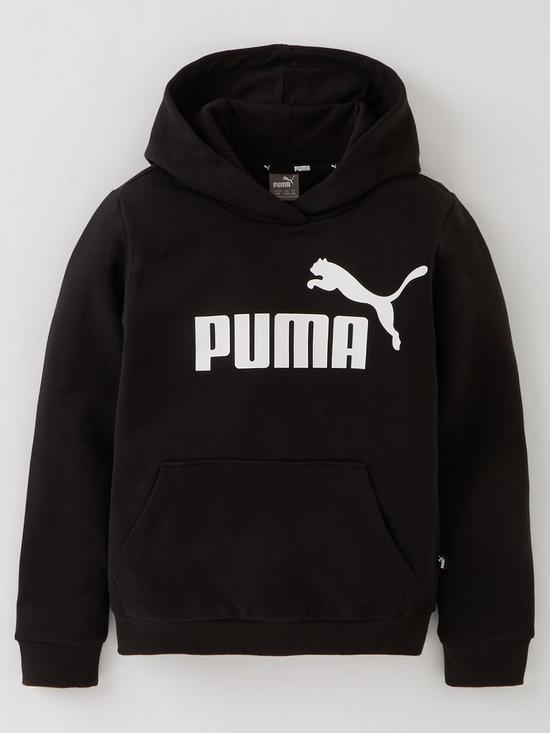 Puma Girls Essentials Logo Fleece Hoodie - Black | very.co.uk