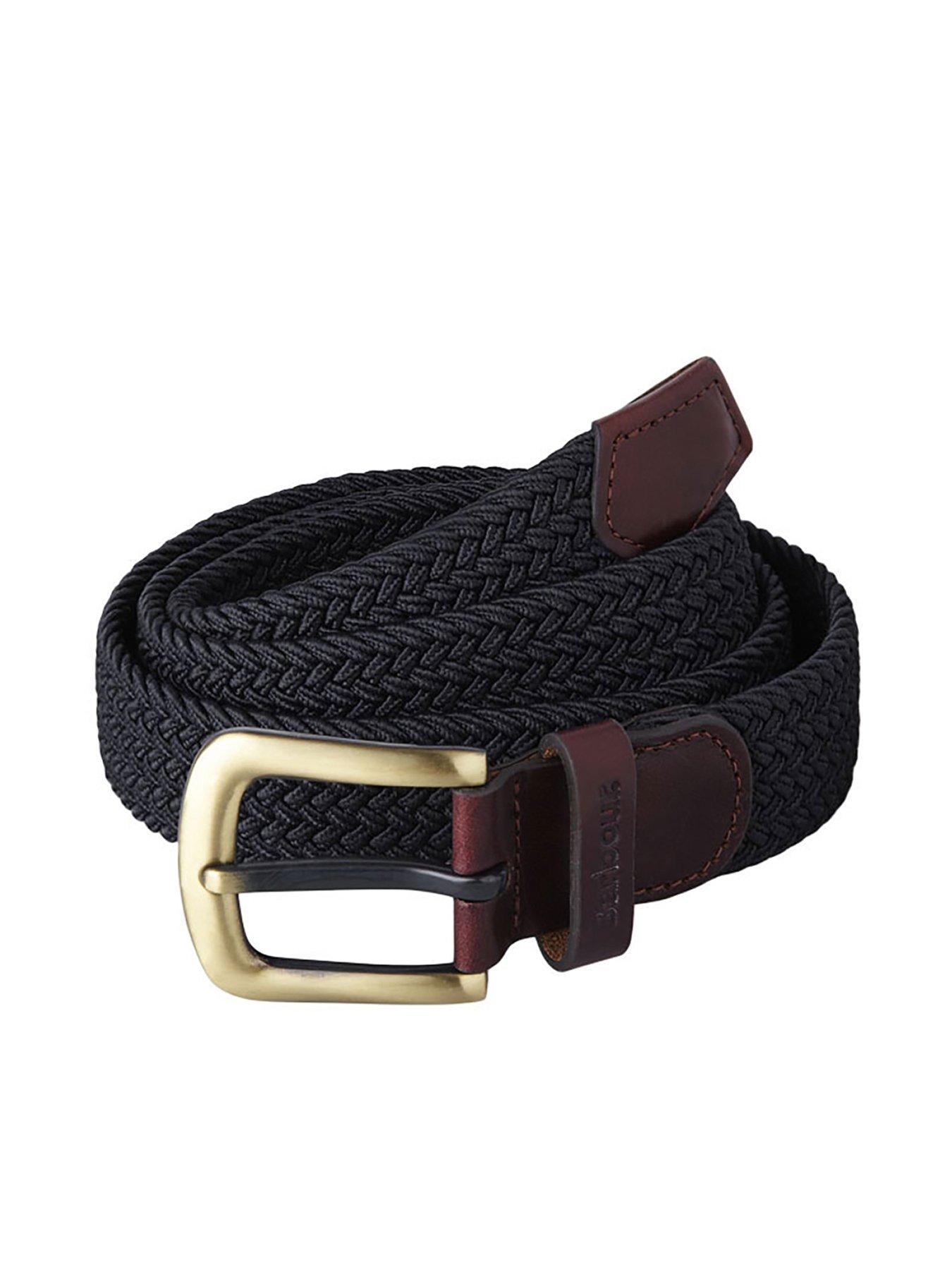 Image 1 of 4 of Barbour Stretch Webbing Leather Belt - Navy