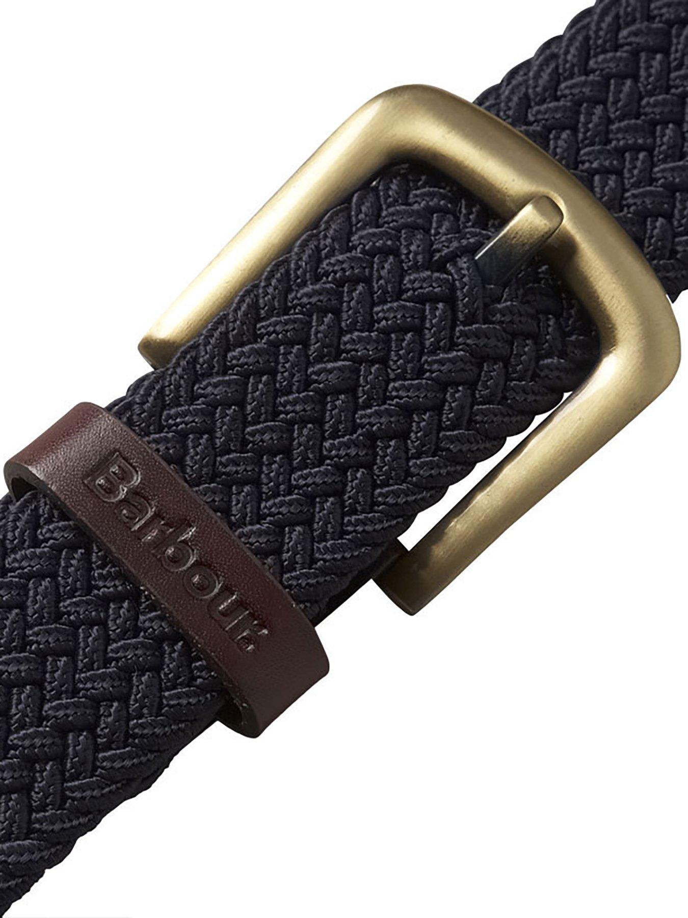 Image 2 of 4 of Barbour Stretch Webbing Leather Belt - Navy