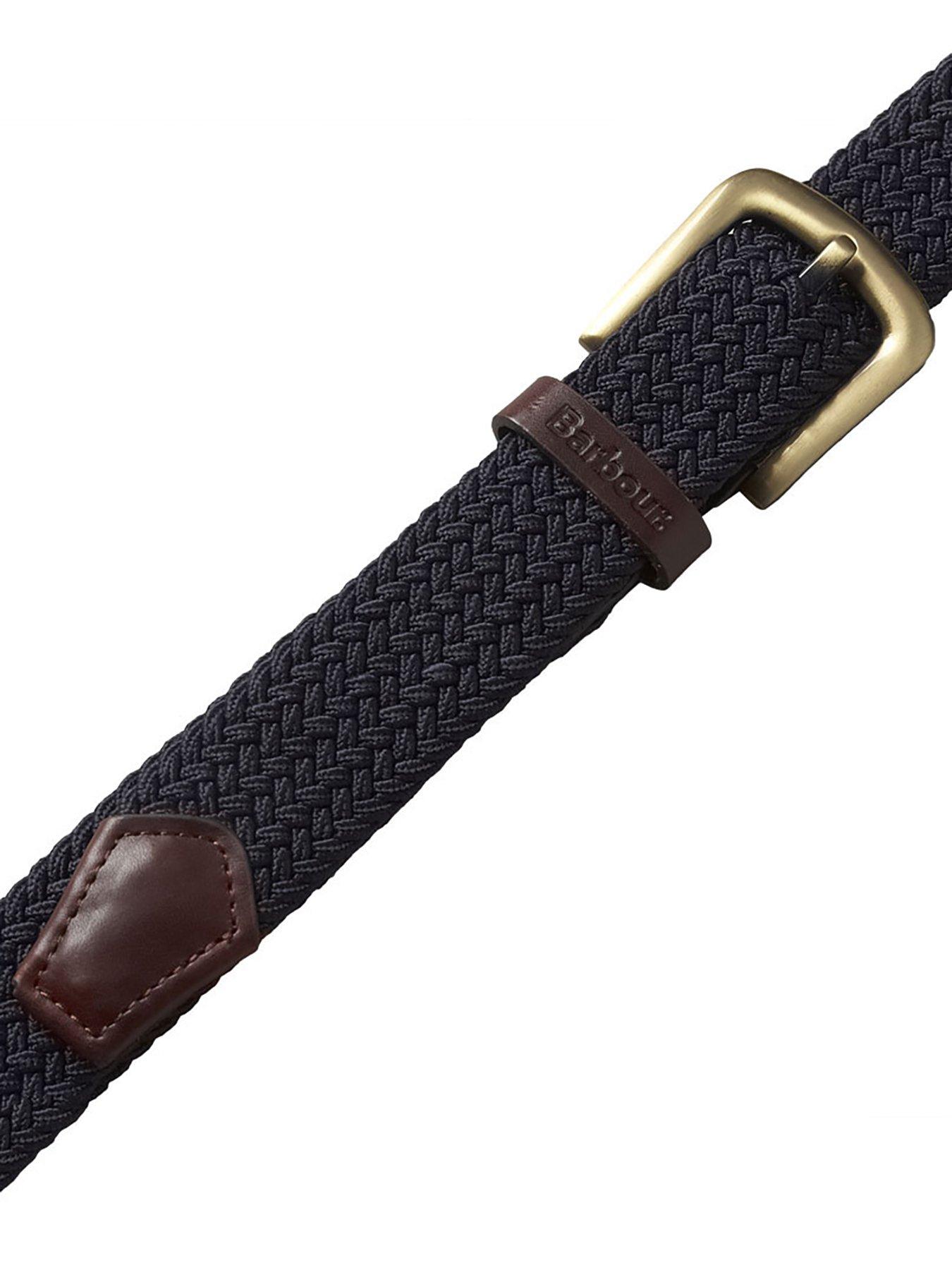 Image 4 of 4 of Barbour Stretch Webbing Leather Belt - Navy