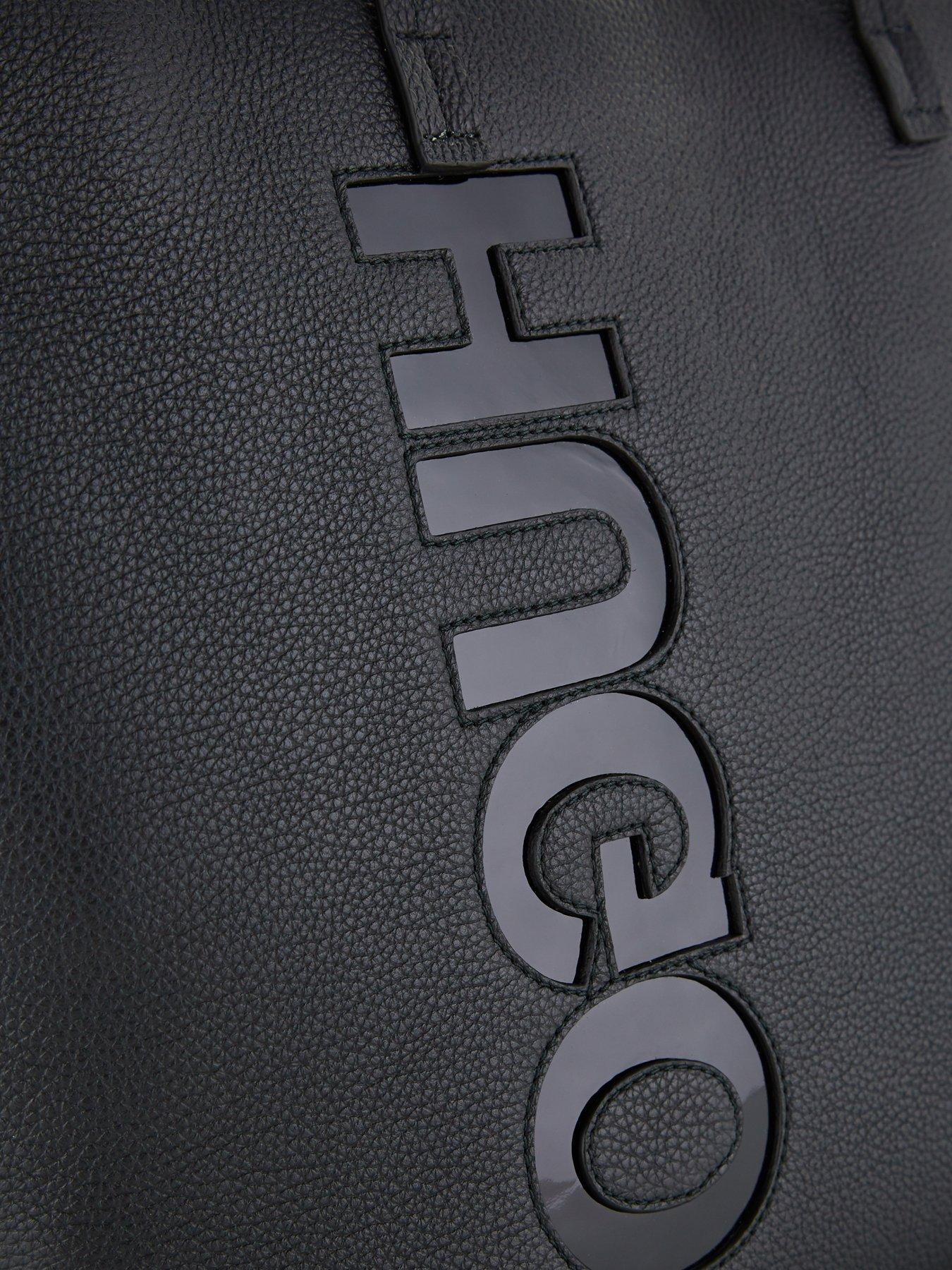  Logo Front Leather Shopper - Black