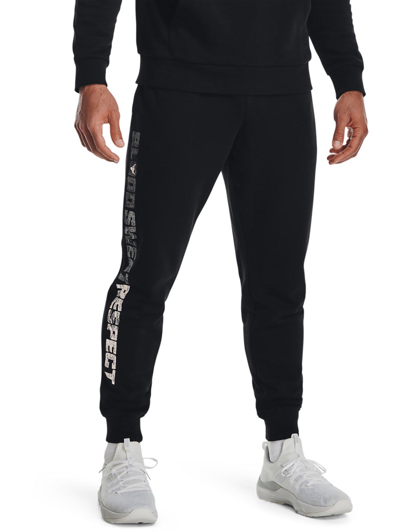 UNDER ARMOUR Training Project Rock Rival Fleece Joggers Black White Very