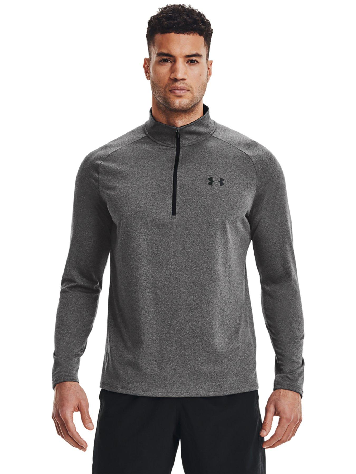 Under armour training tech half zip hot sale warm up top in grey