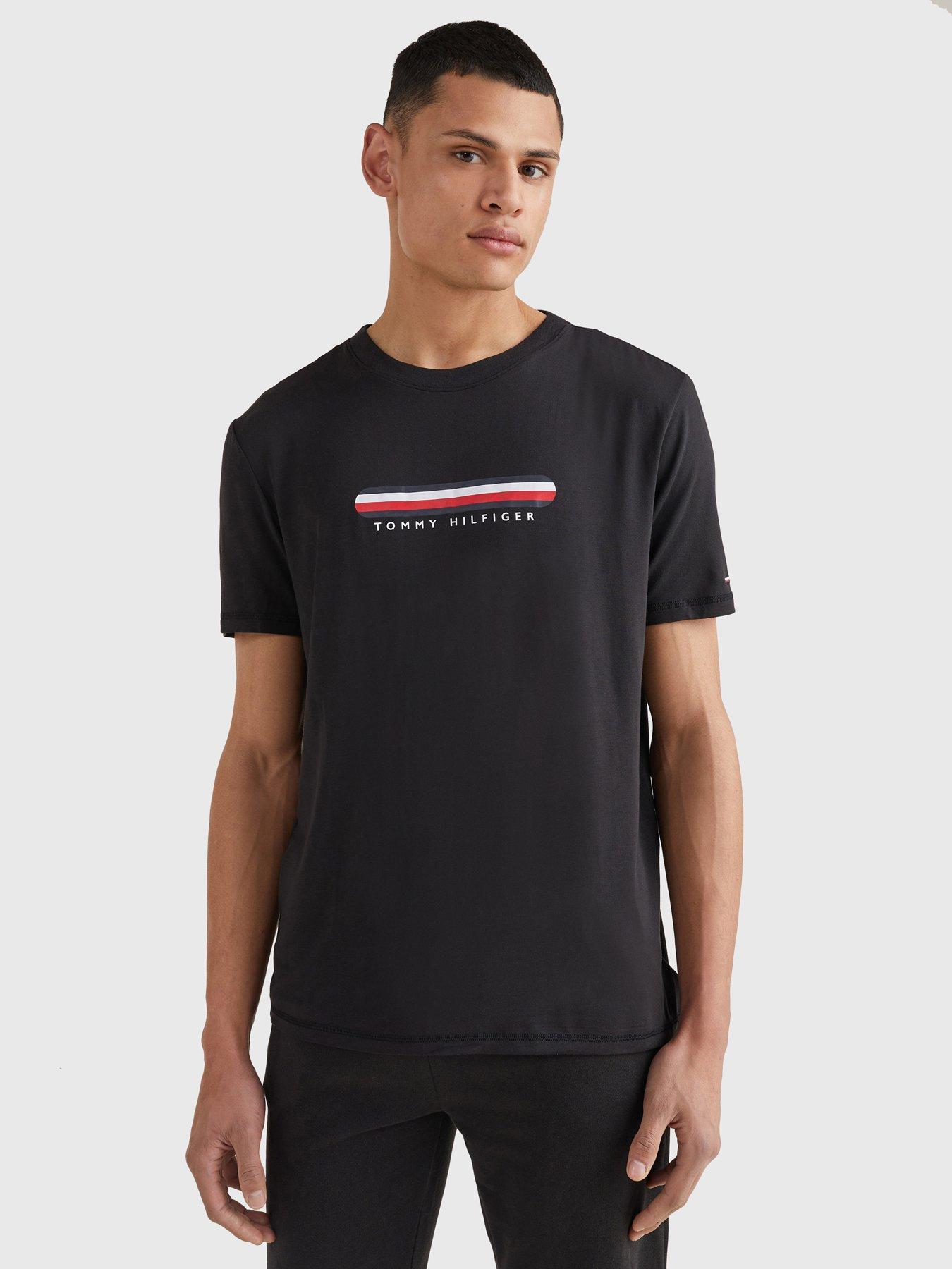 Tommy Hilfiger Loungewear Seacell Corporate Stripe T-Shirt - Black ...