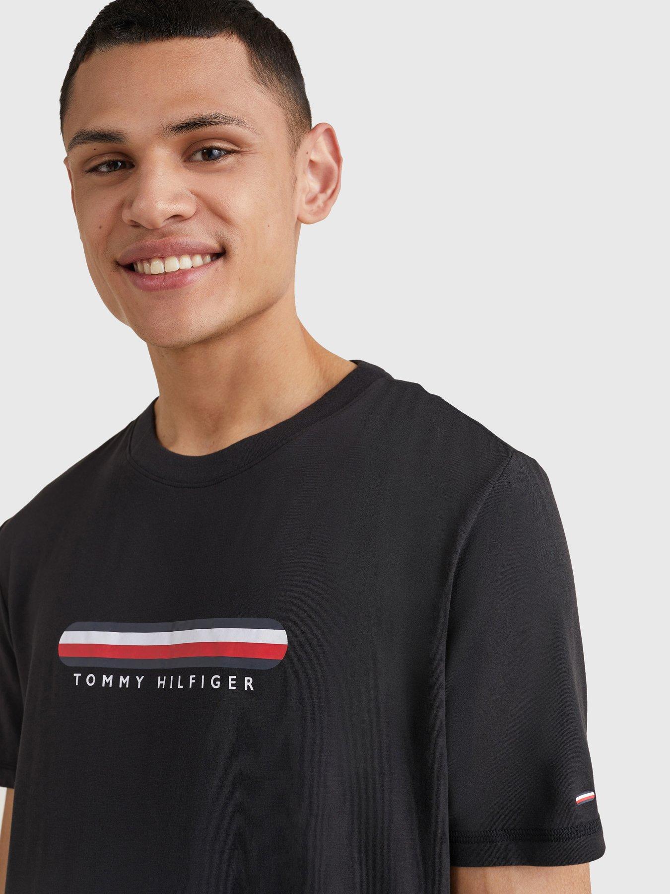 Tommy Hilfiger Loungewear Seacell Corporate Stripe T-Shirt - Black ...