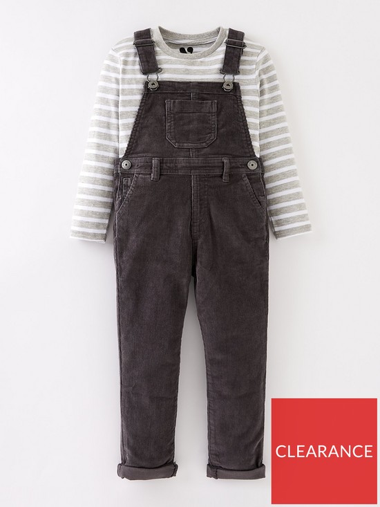 front image of mini-v-by-very-boysnbspcord-dungaree-and-t-shirt-set-greynbsp