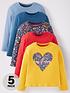 image of mini-v-by-very-girls-floral-5-pack-long-sleeve-t-shirts-multi