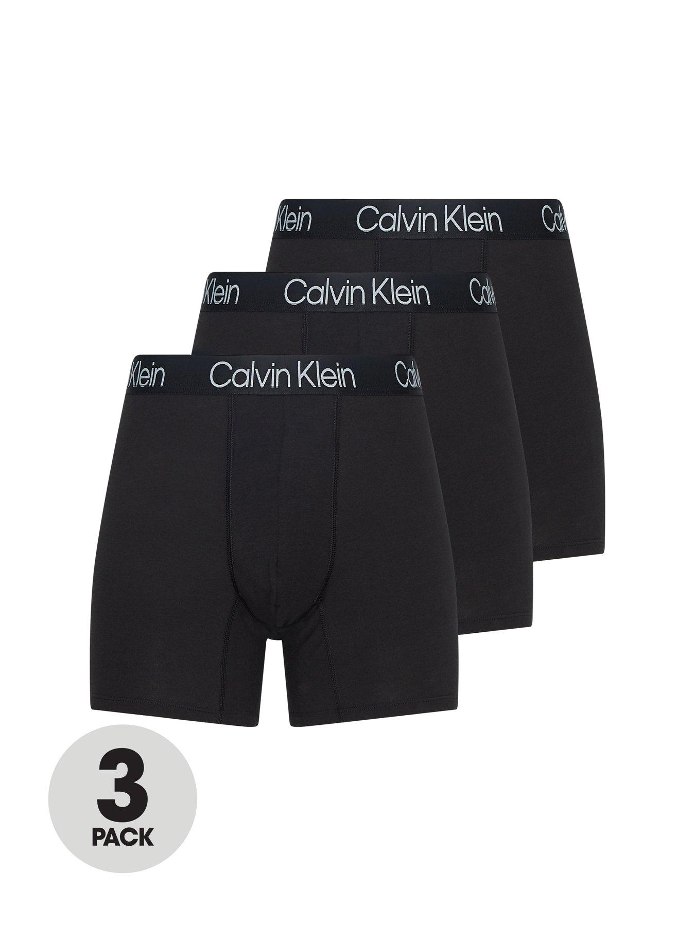 Calvin Klein 3 Pack Boxer Briefs Modern Structure - Black, Black, Size S, Men