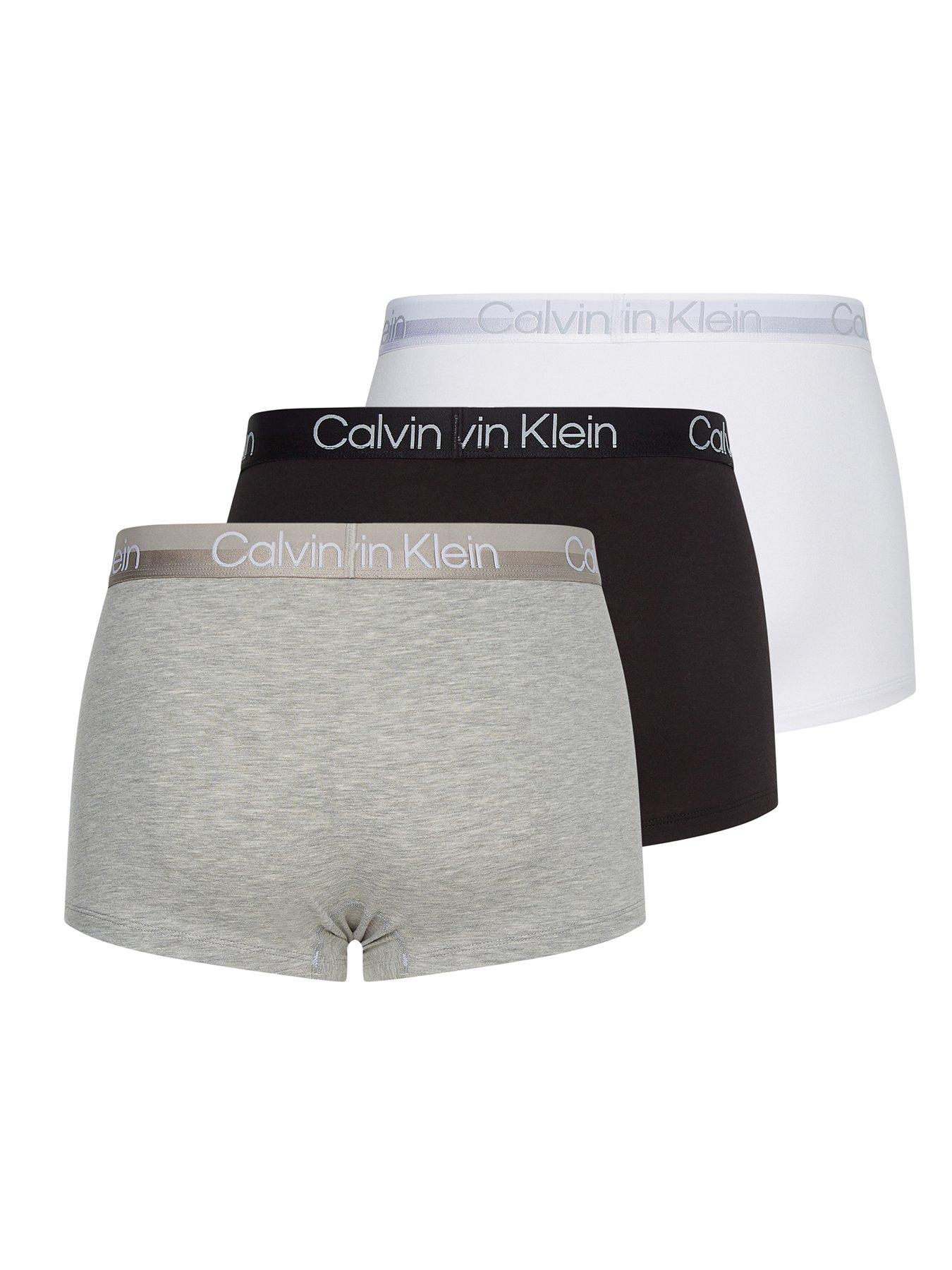 Calvin Klein 3 Pack Modern Structure Trunks - White/Black/Grey | Very.co.uk