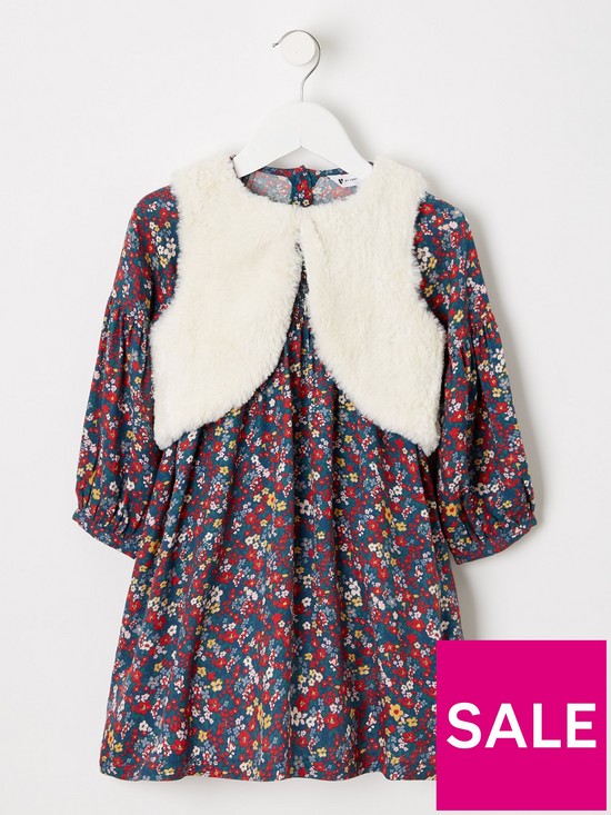 front image of mini-v-by-very-girls-floral-dress-and-gilet-set-multi