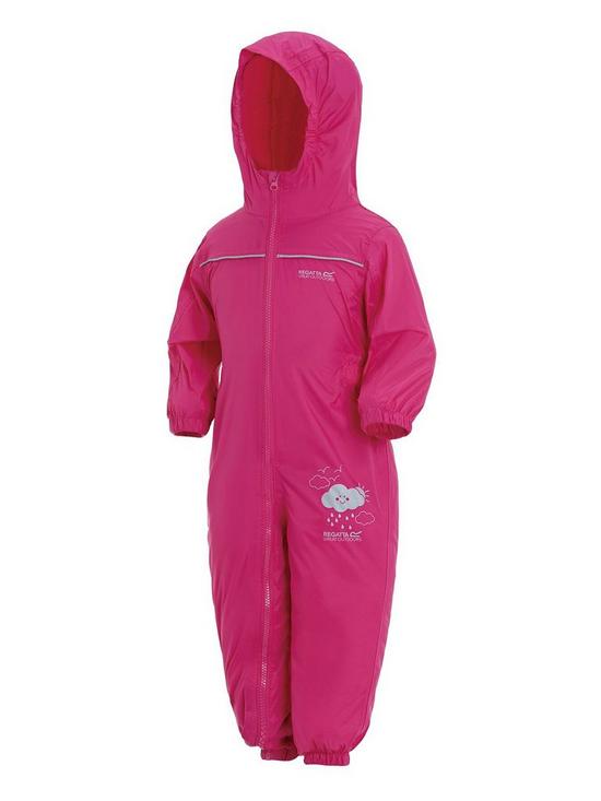 front image of regatta-kids-puddle-iv-waterproof-oversuit-red