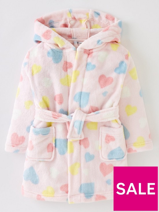 front image of mini-v-by-very-girls-hooded-heart-robe-pink