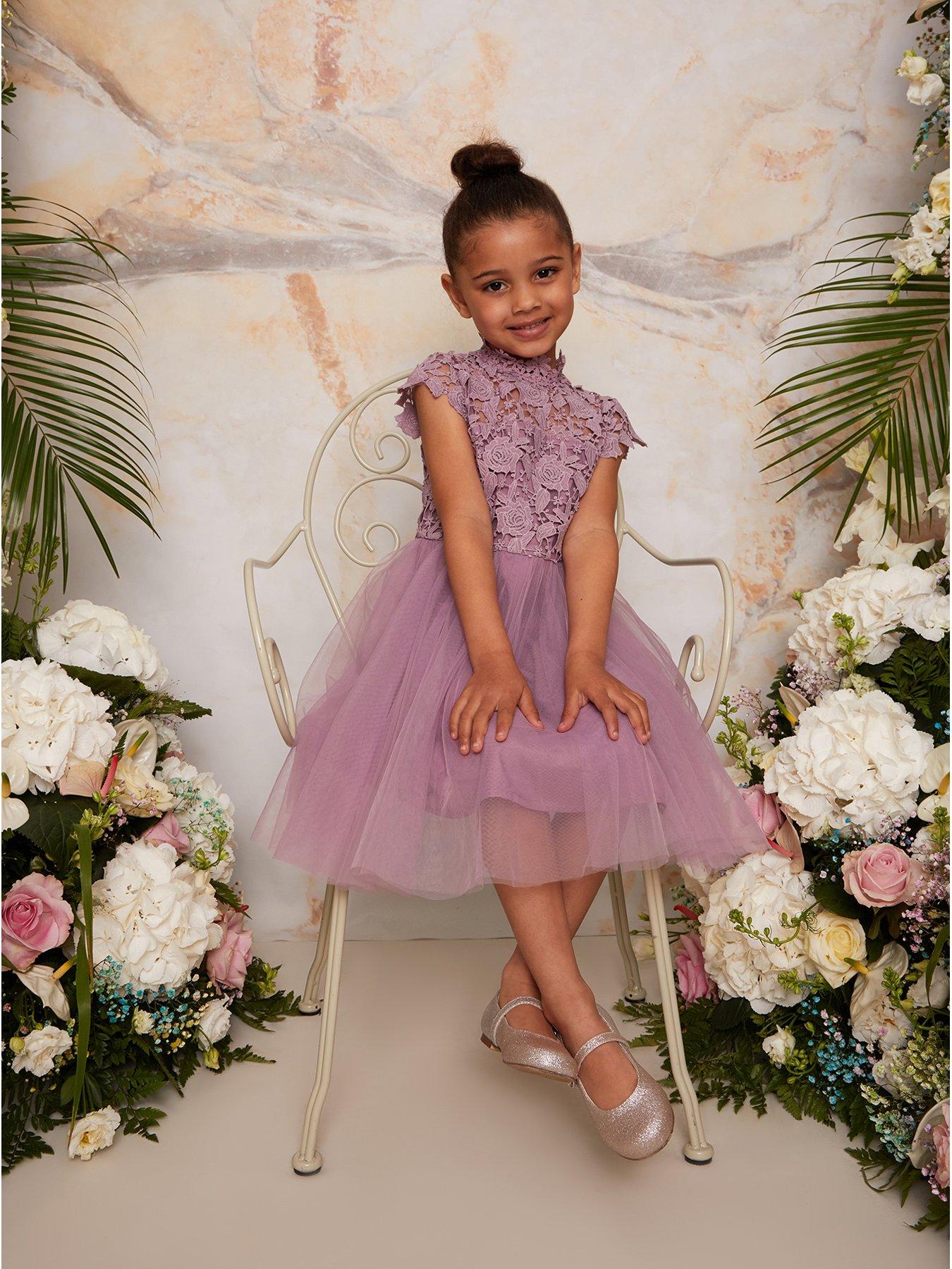 Lavender flower cheap girl dresses uk