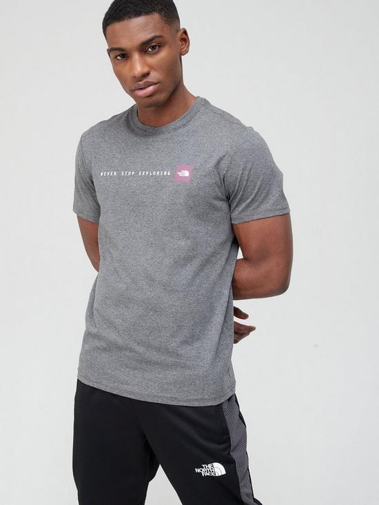 front image of the-north-face-never-stop-exploring-t-shirt-medium-grey-heather