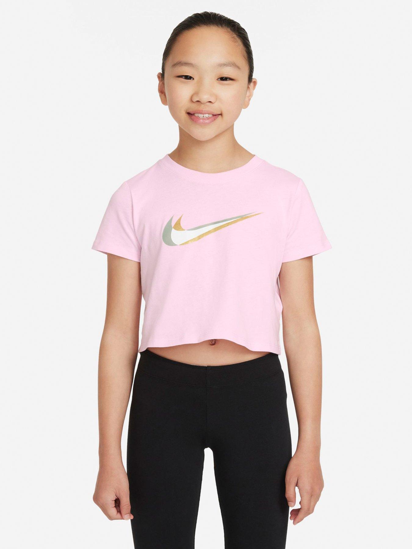 Nike NSW Short Sleeve Crop T-shirt - Pink | very.co.uk