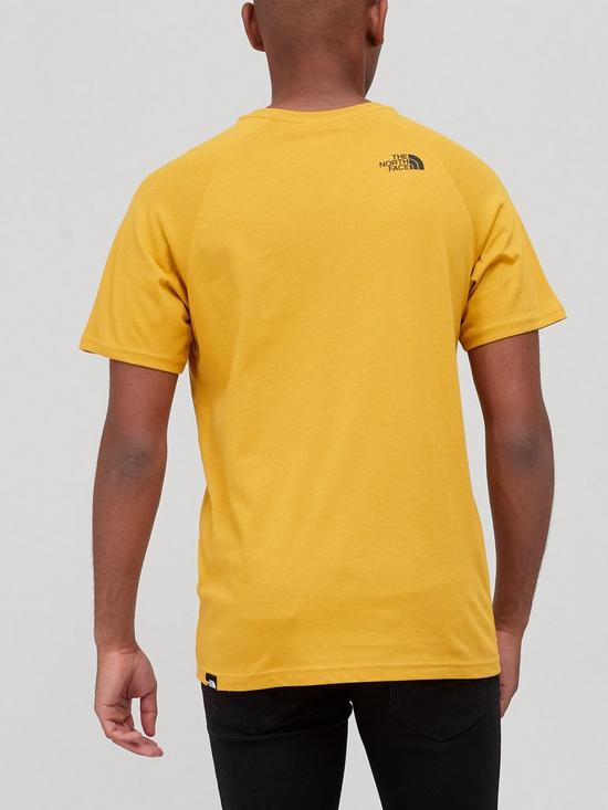 stillFront image of the-north-face-raglan-redbox-t-shirt-yellow