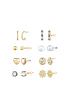  image of the-love-silver-collection-8pk-gold-plated-earrings