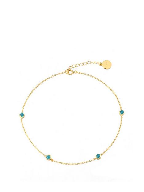 the-love-silver-collection-gold-plated-sterling-silver-turquoise-stone-singlenbspanklet