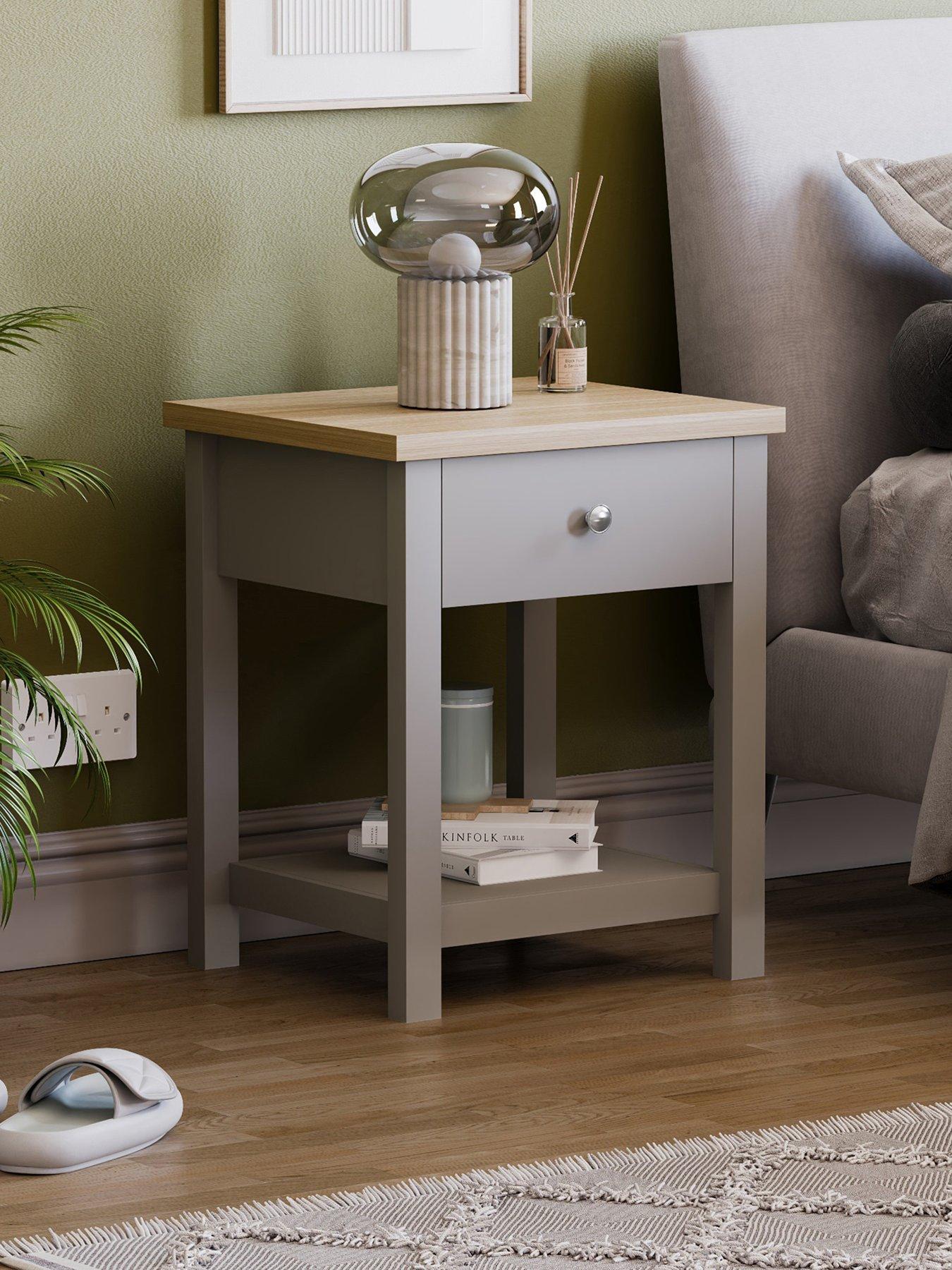 Product photograph of Vida Designs Arlington 1 Drawer Side Table - Grey from very.co.uk