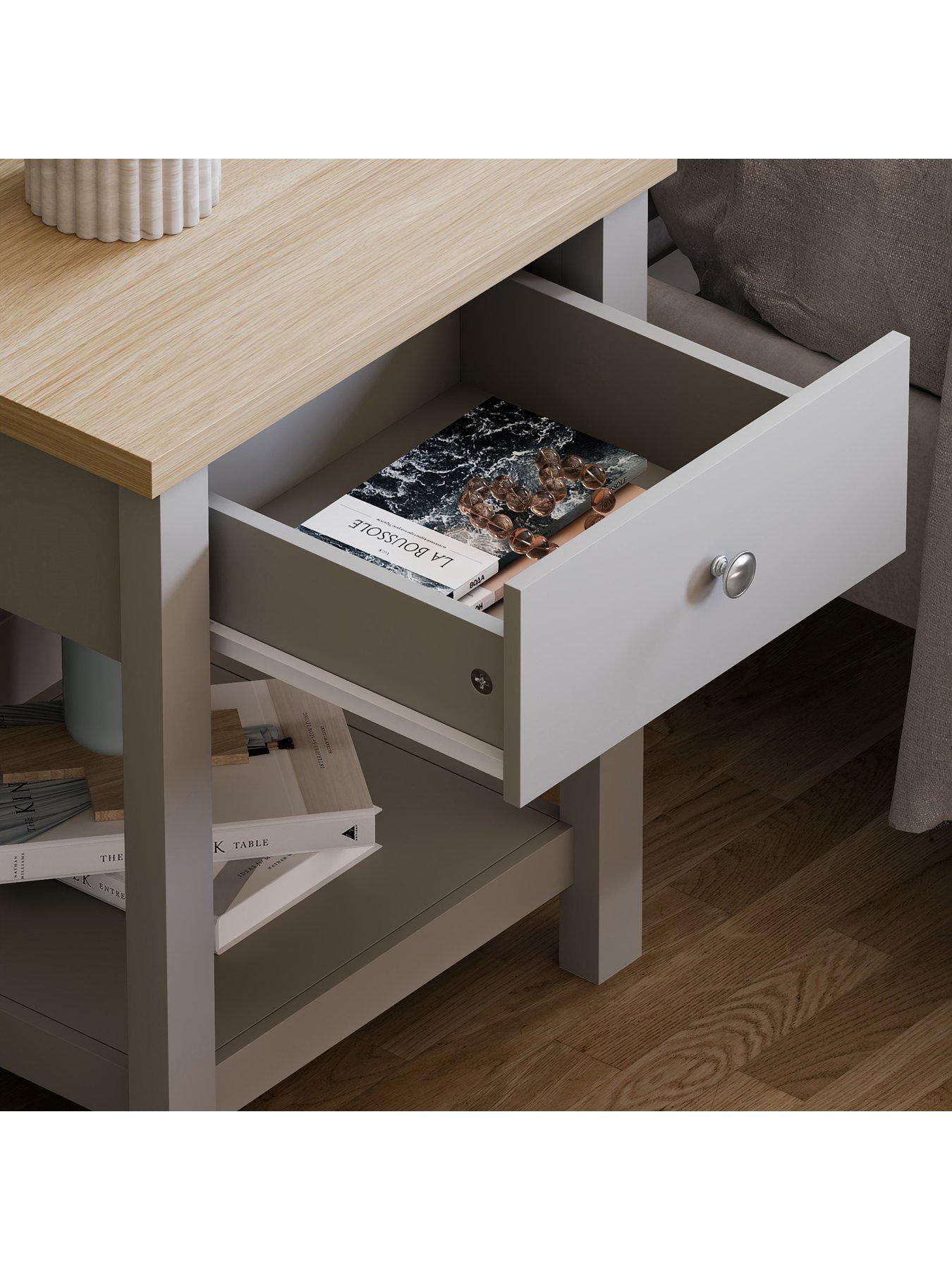 Image 4 of 6 of Vida Designs Arlington 1 Drawer Side Table - Grey