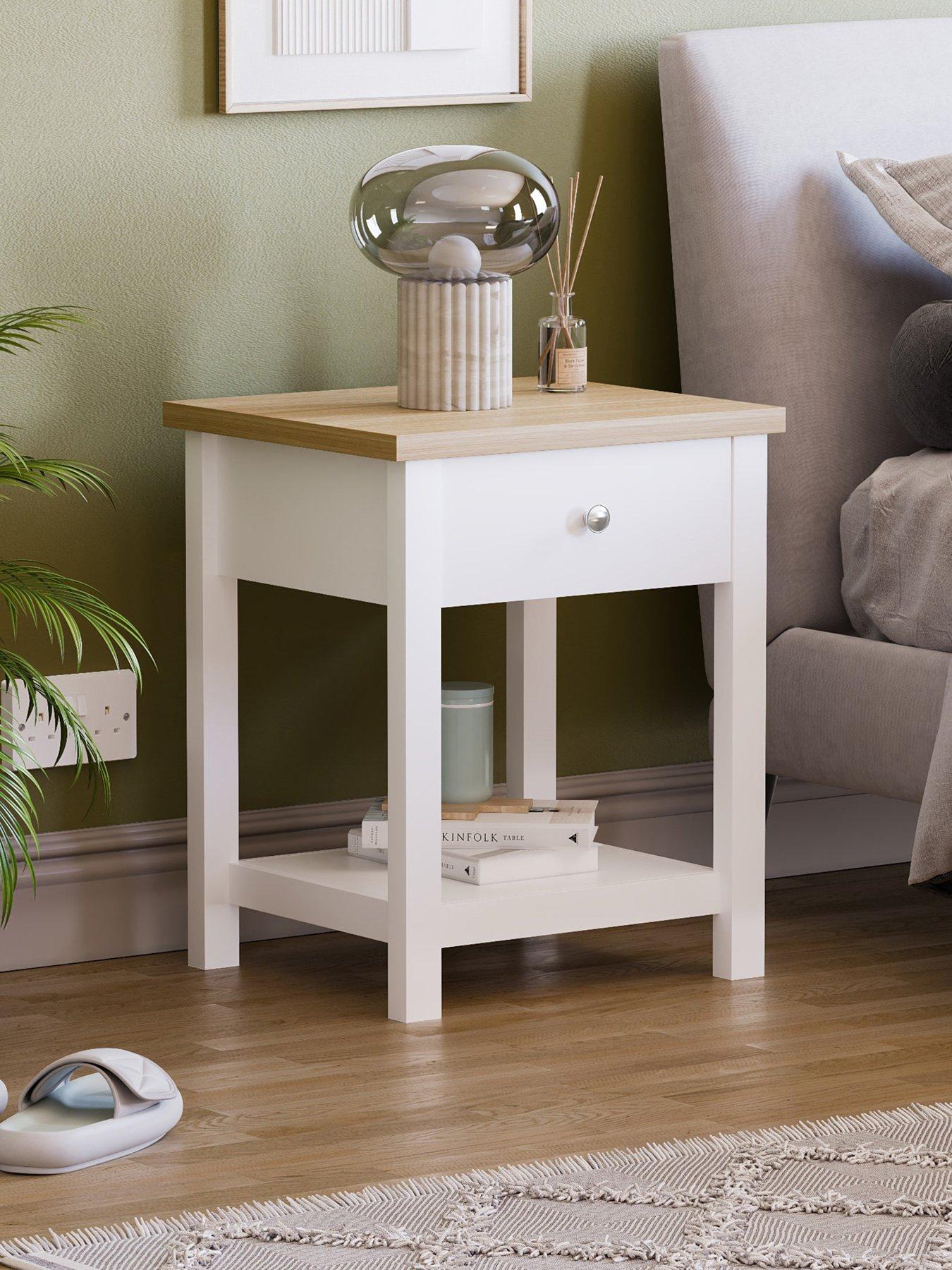 Product photograph of Vida Designs Arlington 1 Drawer Side Table - White from very.co.uk