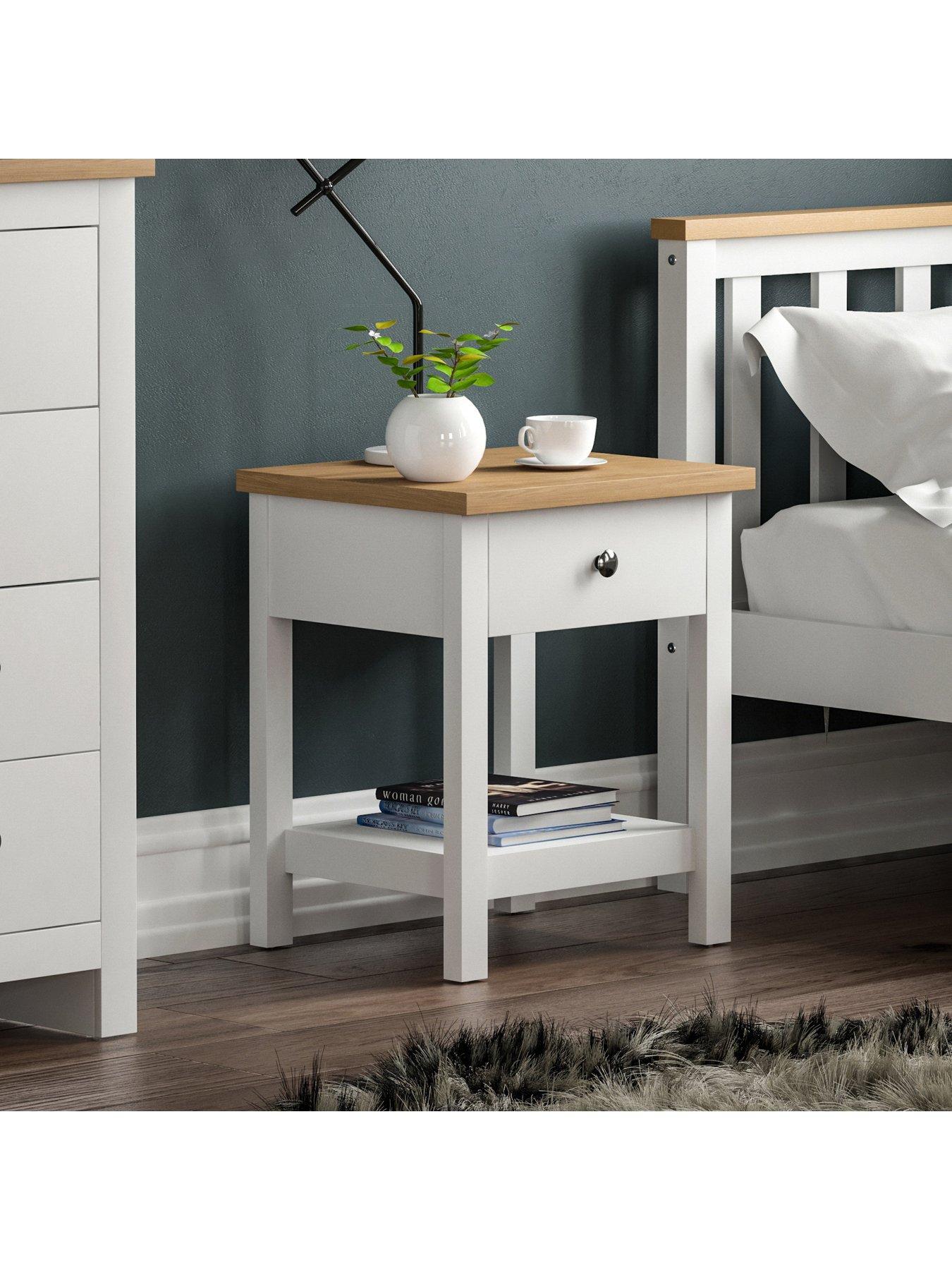 Product photograph of Vida Designs Arlington 1 Drawer Side Table - White from very.co.uk