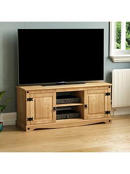 Product photograph of Vida Designs Corona Solid Pine 2 Door 1 Shelf Tv Unit - Fits Up To 60 Inch Tv from very.co.uk