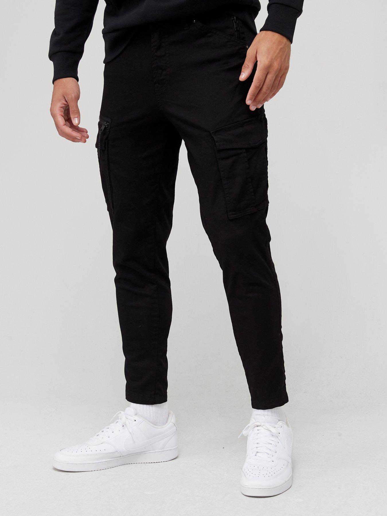  Technical Tapered Fit Cargo Trousers - Black