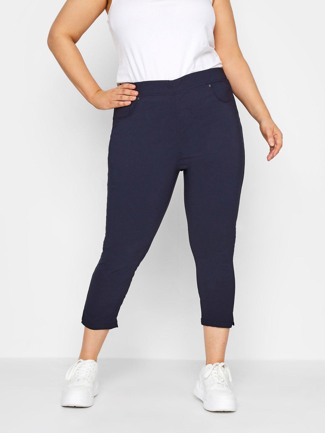 Yours Bengaline Crop Trouser, Navy, Size 34-36, Women