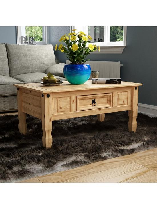 front image of vida-designs-corona-solid-pine-1-drawer-coffee-table
