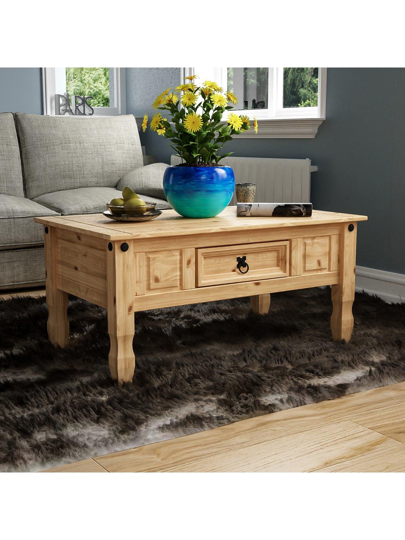 Vida Designs Corona Solid Pine 1 Drawer Coffee Table