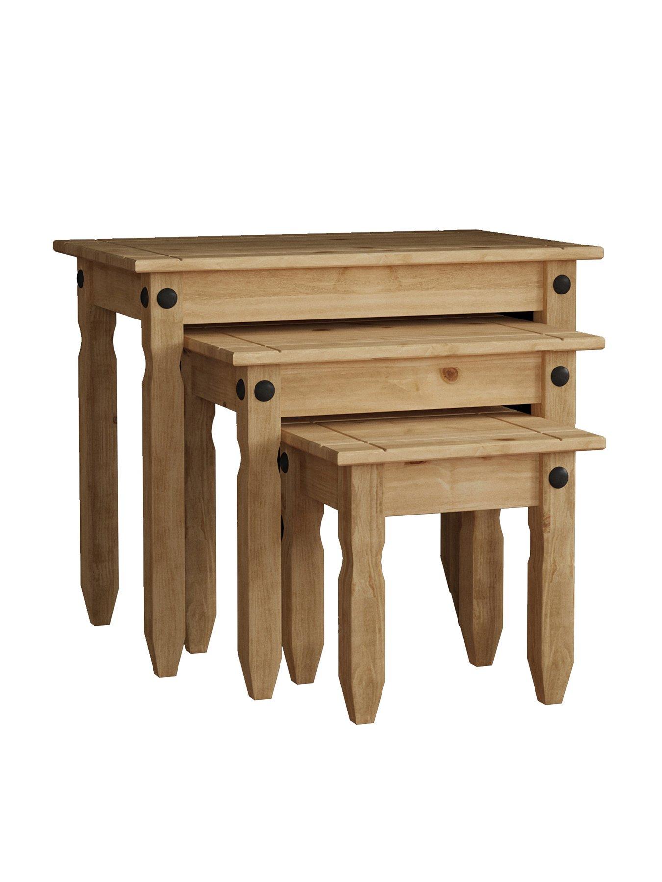 Mexican pine deals nest of tables