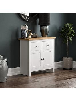 Product photograph of Vida Designs Arlington 2 Drawer 2 Door Compact Sideboard - White from very.co.uk