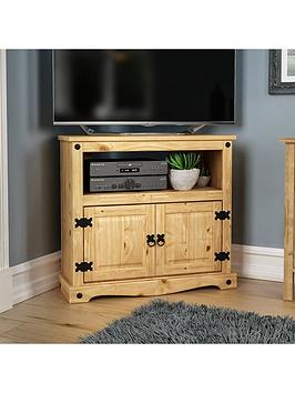 Product photograph of Vida Designs Corona Solid Pine Corner Tv Unit - Fits Up To 40 Inch Tv from very.co.uk