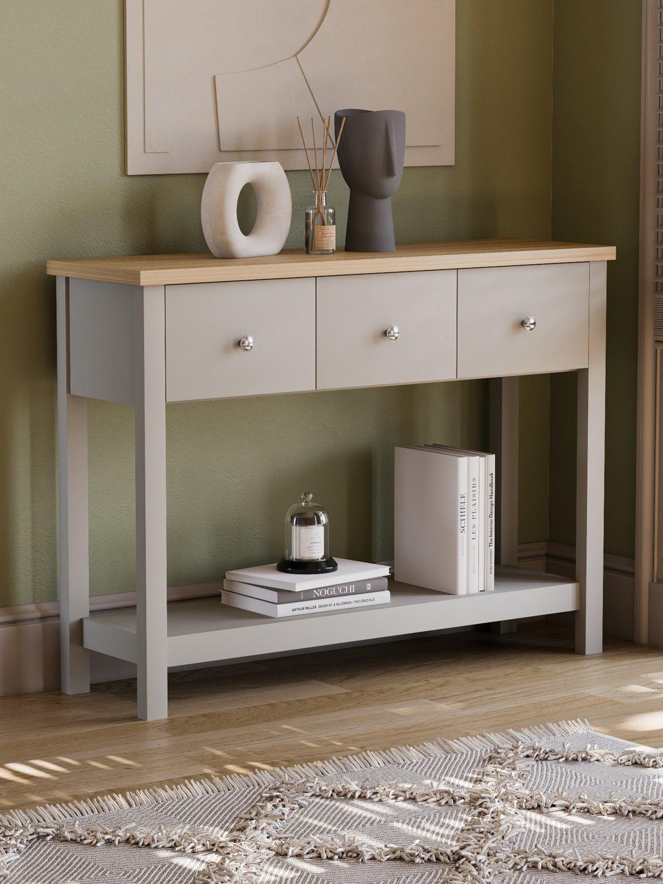 Product photograph of Vida Designs Arlington 3 Drawer Console Table from very.co.uk