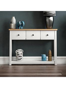 Product photograph of Vida Designs Arlington 3 Drawer Console Table - White from very.co.uk