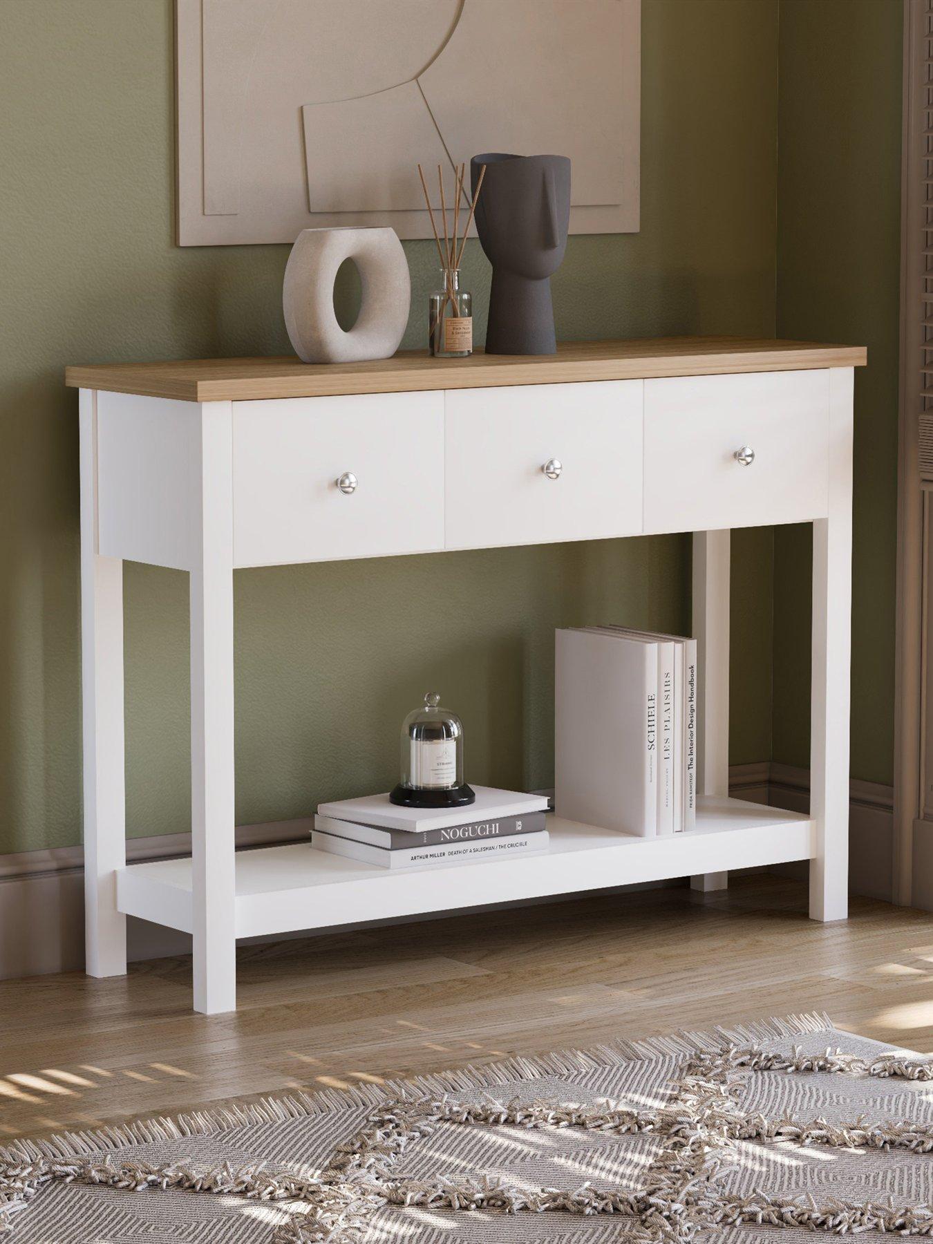 undefined Arlington 3 Drawer Console Table - White