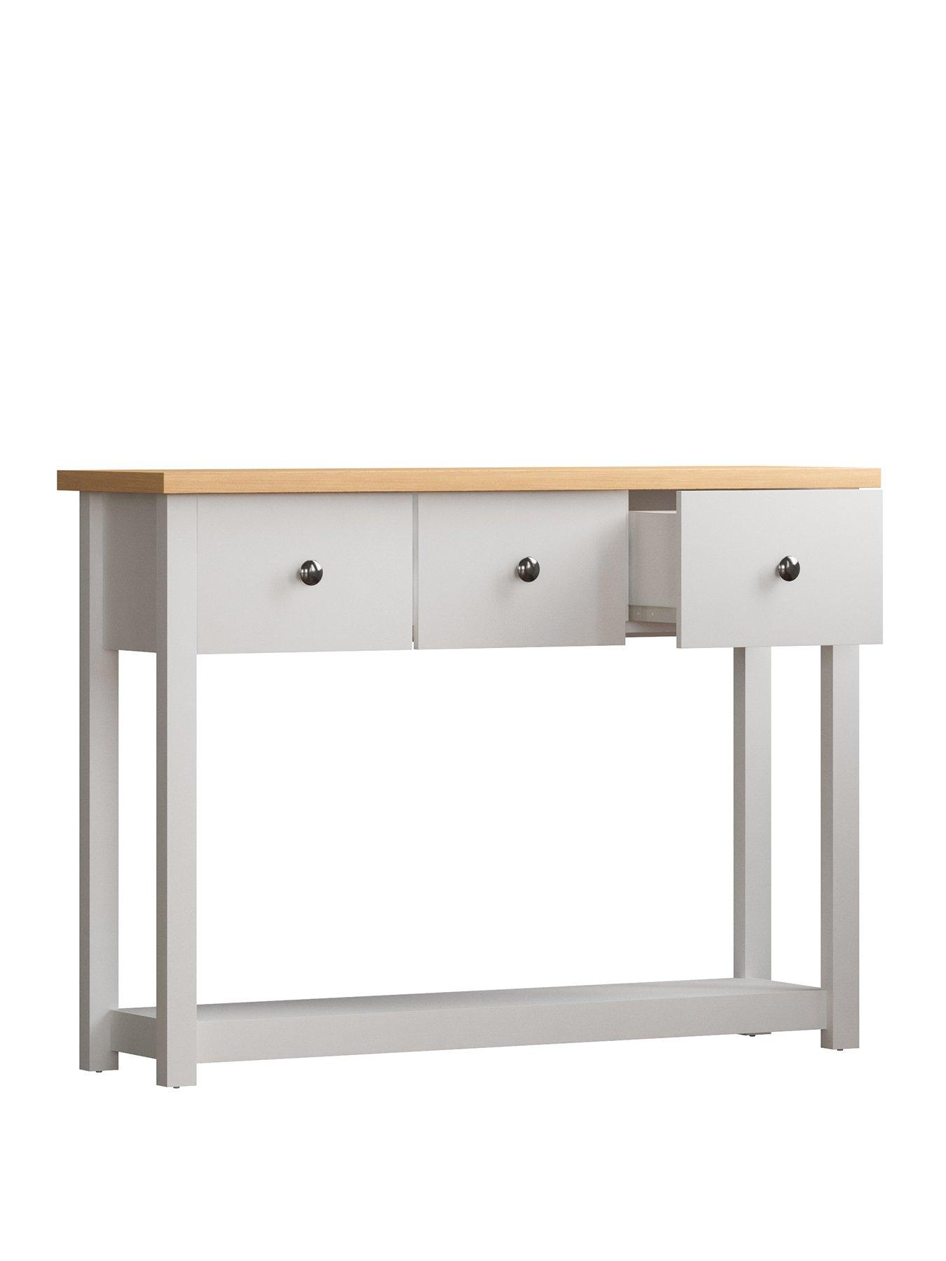 Image 2 of 6 of Vida Designs Arlington 3 Drawer Console Table -&nbsp;White
