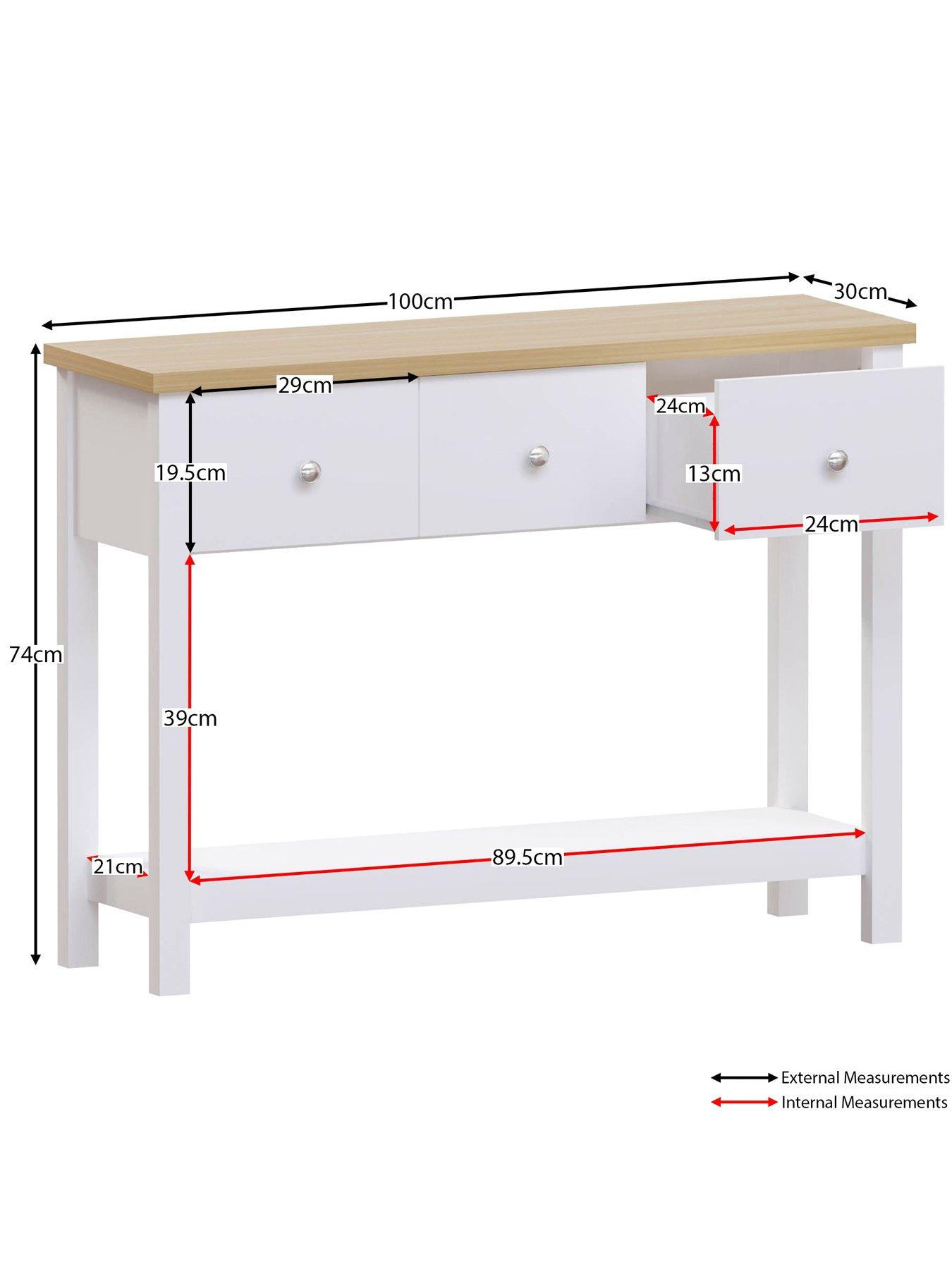 Image 6 of 6 of Vida Designs Arlington 3 Drawer Console Table -&nbsp;White
