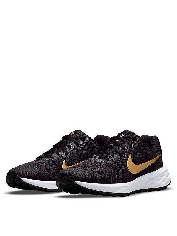 necesidad adiós cuadrado Nike Revolution 6 Junior Trainers - Black/Gold | very.co.uk