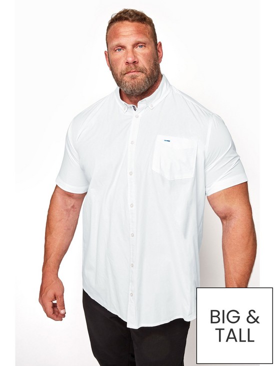front image of badrhino-essential-smart-short-sleeve-oxford-shirt-white-white