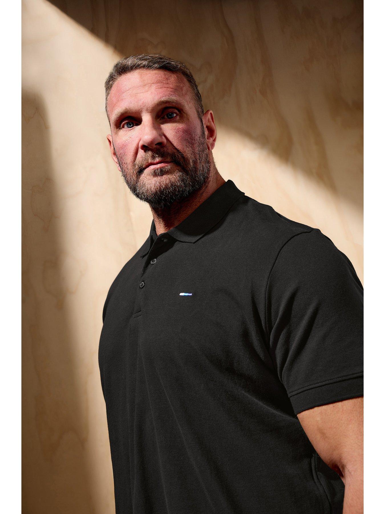 BadRhino Essential Short Sleeve Plain Polo Shirt, Black, Size 7-8Xl, Men