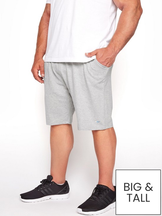front image of badrhino-essential-jersey-sweat-shorts-marl-grey