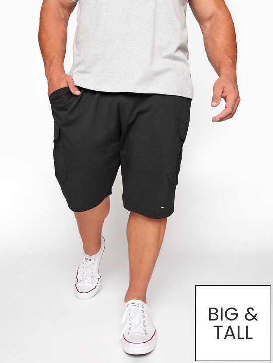 front image of badrhino-essential-jersey-cargo-shorts-black