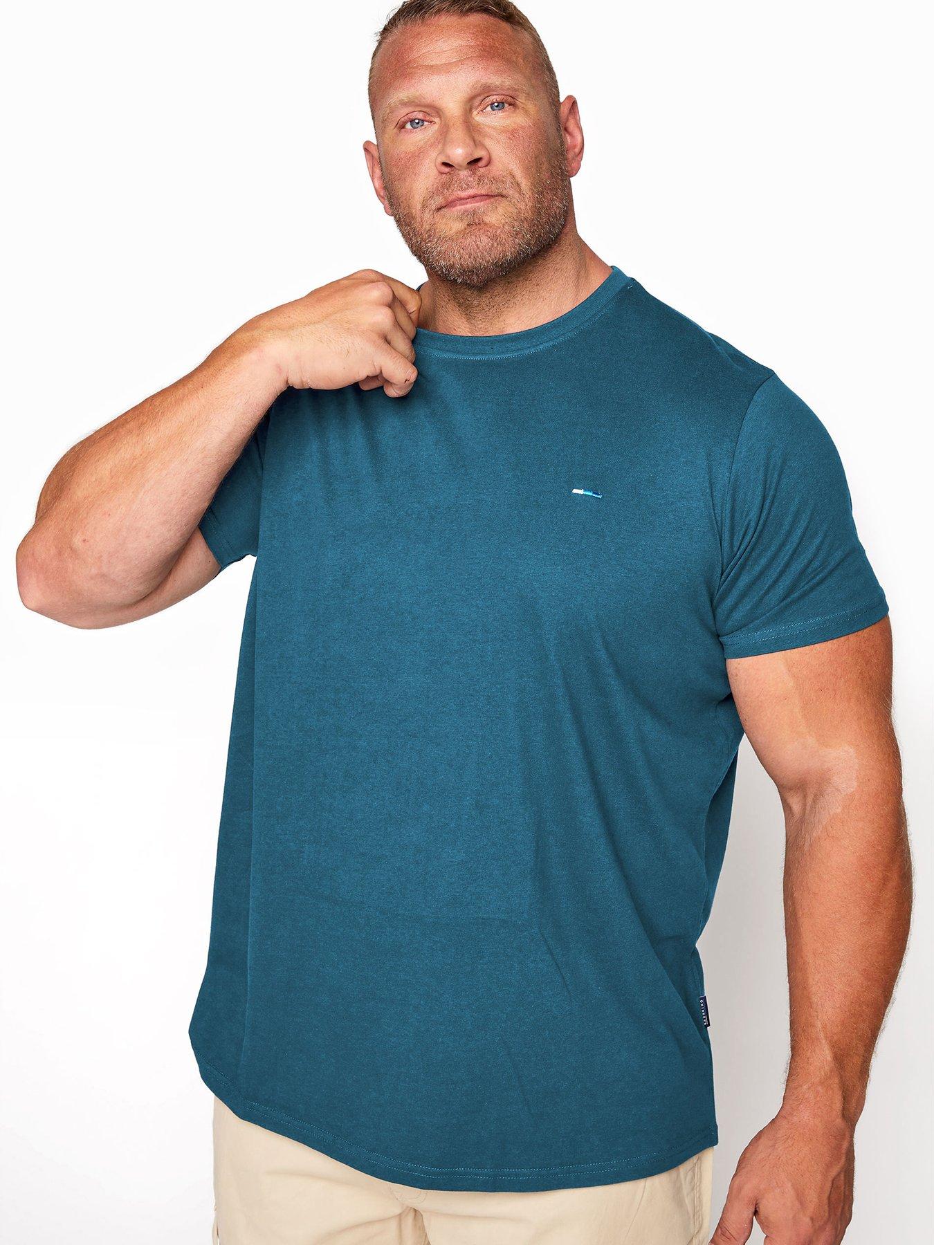 undefined Plain Crew Neck Short Sleeve T-Shirt - Blue