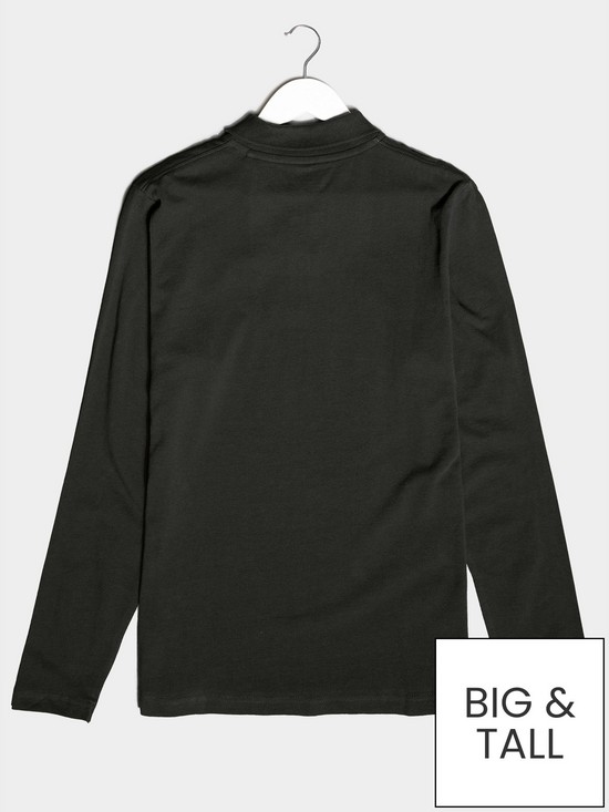 stillFront image of badrhino-essential-plain-long-sleeve-polo-shirt-black