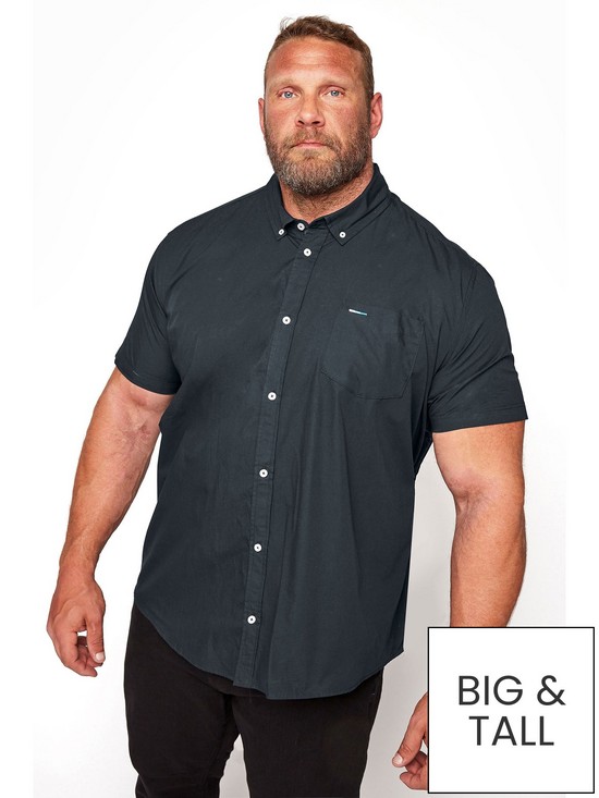 front image of badrhino-essential-smart-short-sleeve-oxford-shirt-navy
